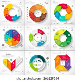 Creative vector set of colorful infographic on a light background.