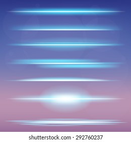 Creative vector set of glow light effect stars bursts with sparkles isolated on black background. For illustration template art design, magic flash energy ray.