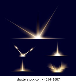 Creative vector set of glow light effect stars bursts with sparkles isolated on black background. For illustration template art design, banner for Christmas celebrate, magic flash energy ray.