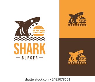 creative vector shark burger logo. white background