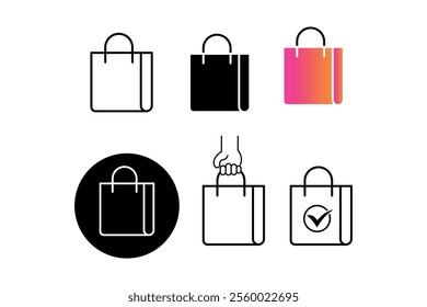 Creative Vector Shopping Bag Designs for Marketing Materials, Modern Shopping Bag Icon Collection for Web Design, shopping bag, shopping icon, marketing icons, fashion, modern icons