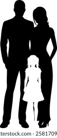 Creative vector silhouette - father and mother together with daughter - family cohesion and security - protection