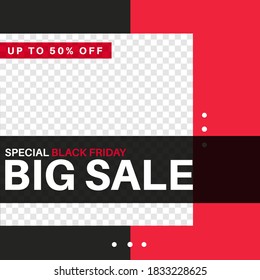 Creative vector simple modern big sale social media post template. professional web banner promotion. special black friday.