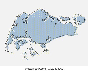 Mapa de frontera de Singapur, vector creativo, aislado en segundo plano. Plantilla de país de las islas del Este para patrones, informes, infografía, banner. Concepto de señas de silueta de negocios de la nación asiática