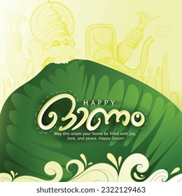 Creative vector sketch for Happy Onam festival of South India Kerala