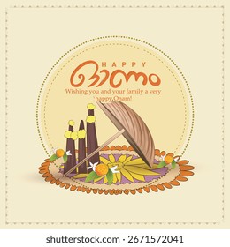 Esboço vetorial criativo para o festival Happy Onam do Sul da Índia Kerala