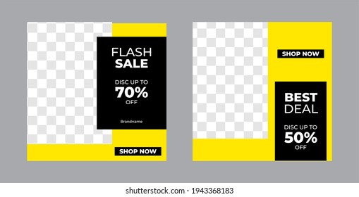 Creative vector social media post template collection, Set of editable modern square background template, Perfect for social media post.	