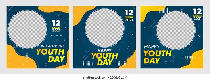 Creative vector of social media post template for Youth day, Happy Youth Day, Perfect for social media post, background and web internet ads.