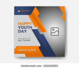 Creative vector of social media post template for Youth day, Happy Youth Day, Perfect for social media post, background and web social media ads.