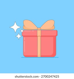 Diseño creativo de la etiqueta engomada del Vector para la celebración de la caja de regalo del año Nuevo