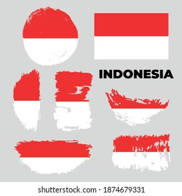 Creative vector stock grunge flag illustration for independence day of Indonesia. 
