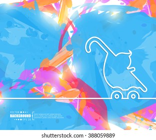 Creative vector stroller. Art illustration template background. For presentation, layout, brochure, logo, page, print, banner, poster, cover, booklet, business infographic, wallpaper, sign, flyer.
