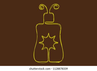 Creative vector Suntan cream. One line style illustration