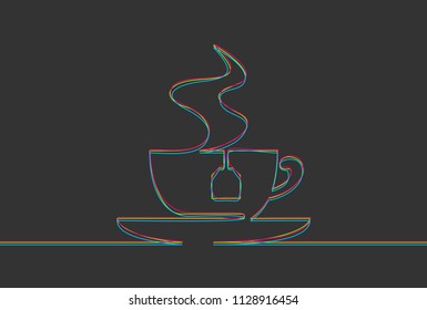 Creative vector tea cup. One line style illustration
