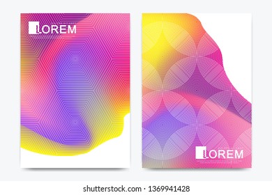 Creative vector template for brochure, leaflet, flyer, cover, catalog, banner, card. Abstract fluid gradient shapes vector trendy liquid colors backgrounds set. Grid texture vector illustration