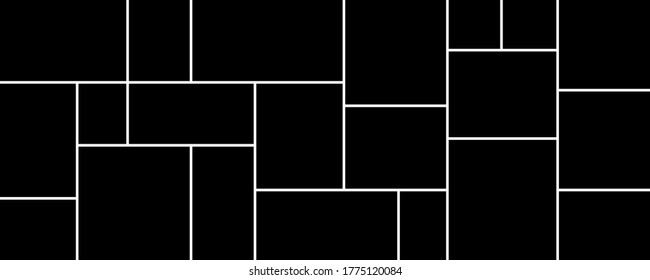 Creative vector Template Collage consisting of 21 frames for a photo of a square and rectangular shape.