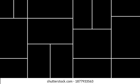 Creative vector Template Collage consisting of 15 frames for a photo of a square and rectangular shape.