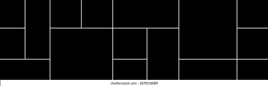 Creative vector Template Collage consisting of 16 frames for a photo of a square and rectangular shape.