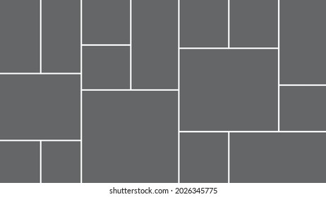 Creative vector Template Collage consisting of 16 frames for a photo of a square and rectangular shape.