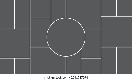 Creative vector Template Collage consisting of 16 frames for a photo of a rectangular shape.