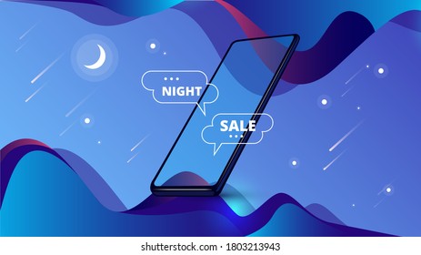 creative vector template with starry sky mobile phone