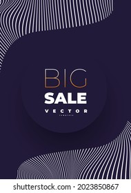 Creative vector template with zebra print and sticker with lettering big sale on the black background