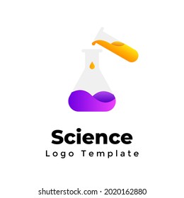 Creative vector test tube logo template. Abstract chemistry sign. Scientific experiment symbol. Medical educational graphic element.