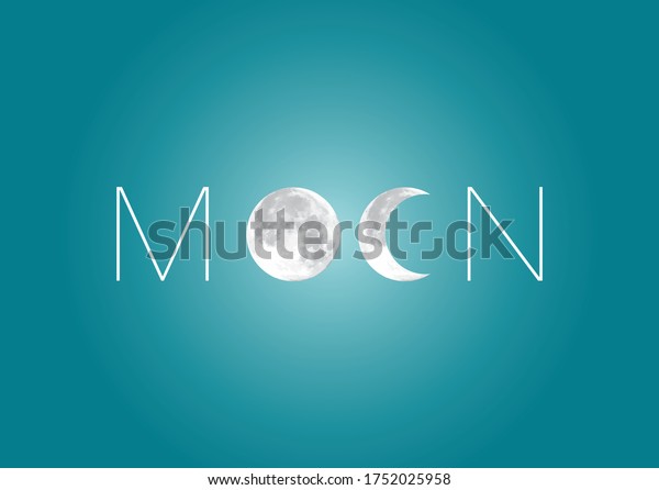 Creative Vector text moon. Realistic moon. Vector\
illustration. 