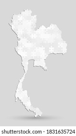 Kreative Vektorgrafik Thailand Landkarte machte graue Stückchen Rätsel einzeln auf Hintergrund. Reisemuster im Flachzustand, Partyposter, Hintergrund. Nationales Jigsaw-Schild-Konzept.