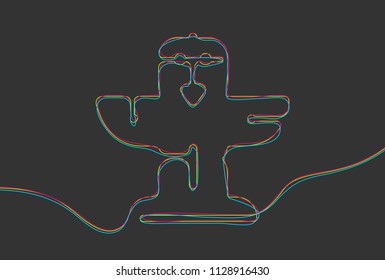 Creative vector totem. One line style religion monument illustration