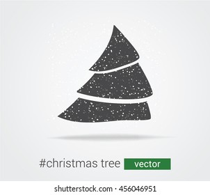 Creative vector tree with snow and falling snowflakes. Abstract Christmas tree with snow