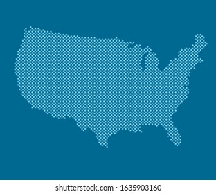 Creative vector Unated States of America country map creative dots isolated on background. Flat state template for trip, pattern, celebration poster. National beautiful points modern sign concept