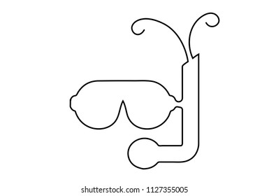 Creative vector Underwater mask. One line style illustration