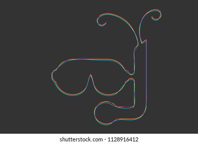 Creative vector Underwater mask. One line style illustration