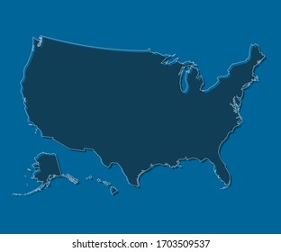 Creative vector United States of America country creative map isolated on background. Flat state template for trip, pattern, celebration poster. National beautiful points modern sign concept