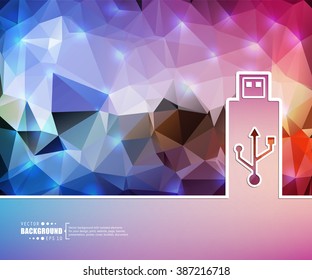 Creative vector Usb. Art illustration template background. For presentation, layout, brochure, logo, page, print, banner, poster, cover, booklet, business infographic, wallpaper, sign, flyer.