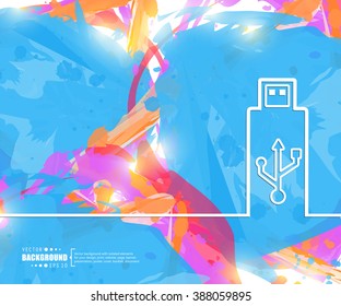 Creative vector Usb. Art illustration template background. For presentation, layout, brochure, logo, page, print, banner, poster, cover, booklet, business infographic, wallpaper, sign, flyer.
