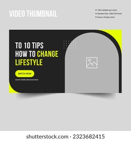 Creative vector video thumbnail web banner template design, lifestyle tips  video cover template, vector eps 10 file format