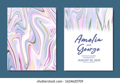 Creative vector Wedding card invitation. Beautiful Purple, lilac color Greeting card. Marble texture.