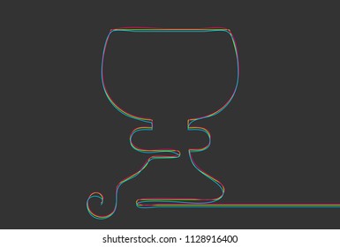 Creative vector Wineglass. One line style illustration