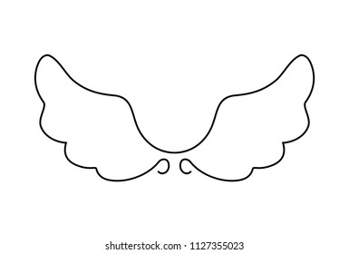 Creative vector Wings. One line style illustration