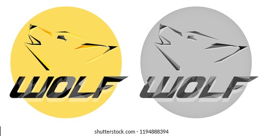 Creative vector wolf head logotype in polygon or PolyArt style. Modern professional wolf logo for a business or sport team. Animal howls at the moon. For Label, Badge, Icon and other design.