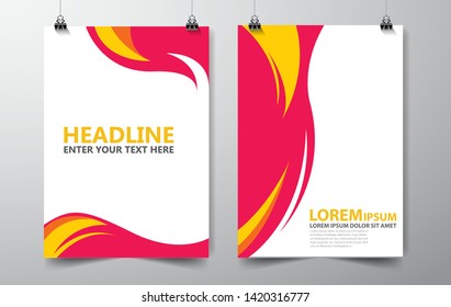 creative vector yellow and white business brochure. Cover design template. modern abstract background yellow and magenta waves .EPS 10

