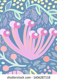 Creative versatile artistic flower background. Creative hand drawn textures.Contemporary art. Fashionable graphic design for banner, poster, postcard, cover, invitation, poster, brochure or header.