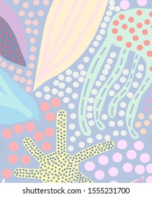 Creative versatile and bright floral background. Artistic header with flowers and leaves. Graphic design. Hand drawn texture. Perfect for website, card, poster, cover, invitation, brochure. Vector.
