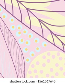 Creative versatile and bright floral background. Artistic header with flowers and leaves. Graphic design. Hand drawn texture. Perfect for website, card, poster, cover, invitation, brochure. Vector.