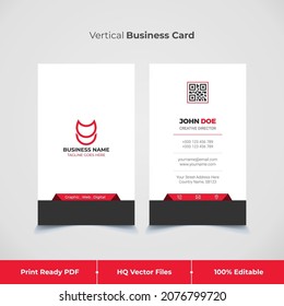 Creative vertical business card design and vertical print template with company logo mockup