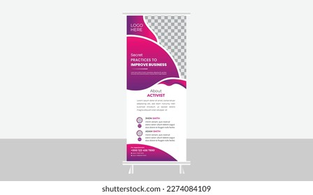 Creative vertical corporate business Roll up banner design with employ introduction. 