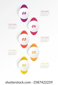 Creative vertical infographic template with 5 steps, options, parts or processes.