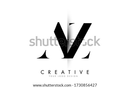 Creative vertical shadow cut AZ A Z letter logo. Business logo with two cut letters on white background vector illustration design.